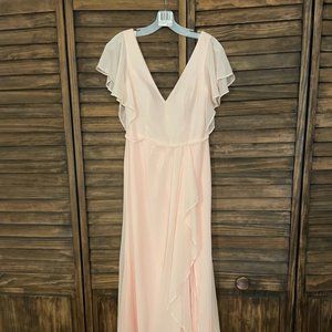 David's Bridal Petal Flutter Sleeve Bridesmaid Dress With Cascade